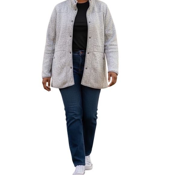 Eddie Bauer Jackets & Blazers - Eddie Bauer Sweater Fleece Jacket Women 2XL Grey Excellent Full Zip Mock Neck